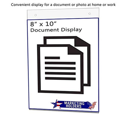 Marketing Holders 10 Pack Wall Sign Holder with Screw Holes and Hanging Hardware for 8" x 10" Ads Directory Price List Building Map Warning Not an Exit Notice Clear Acrylic Signs - size: 8"w x 10"h