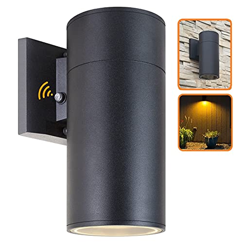 Dusk to Dawn Outdoor Wall Sconce, Waterproof Exterior Light Fixture - color: Cylinder (Black A - Dusk to Dawn )