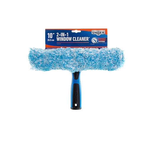 Unger Professional Connect & Clean 2-in-1 Squeegee & Scrubber, 10” Window Cleaning Tool, Commercial and Residential Use, Washer Cleaner Supplies to Remove Excess Water and Dry (Pack of 10) - size: 10 inch (Pack of 10), style: 10" 2-in-1 Window Cleaner II