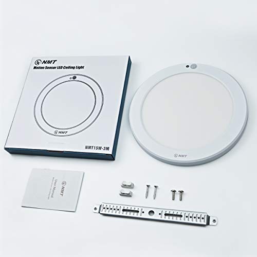 S NMT Motion Sensor LED Ceiling Light With 30s/180s Timeout Adjustable,15W 1500LM Round Panel Lighting Fixture For Stairs Toilet Closets,Warm White 3000K Natural White 4000K Cool White 5000K Available - color: White