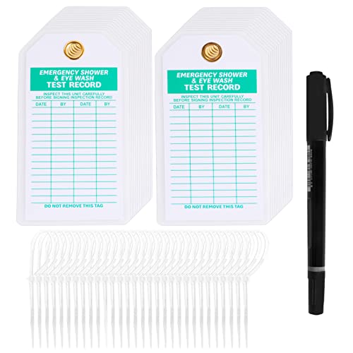 Lionshop Heavy Duty Inspection Record Tag, Legend Emergency Shower & Eye WASH Test Record, Double-Sided Inspection Tag, 5.75 x 3, 0.375" in Brass Eyelet Size(Pack of 25) - color: Shower & Eye Wash Test Record Tag, size: 25PACK