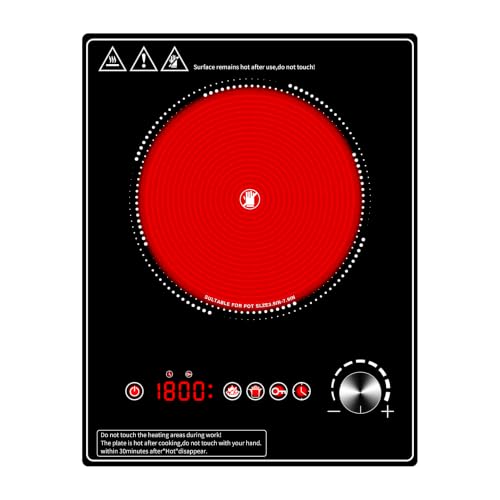Single Burner Electric Cooktop, 1800W Electric Stove Top，portable cooktop with LED Touch Control,10Power Levels, 4H Timer, Safety Lock, single burner cooktop Overheat protection - size: single Electric Cooktop