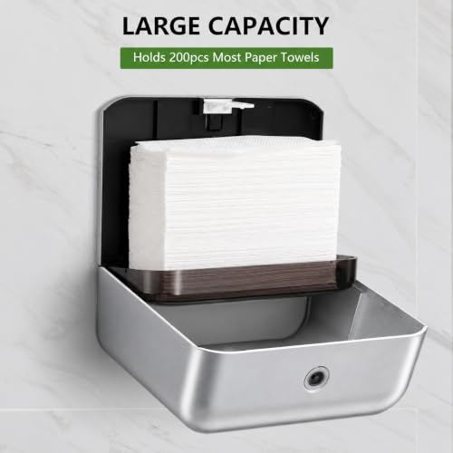 Multifold Wall Mount Paper Towel Dispenser for Bathroom,No-Drill,Gray - color: Sliver-5859, size: 210 Sheet