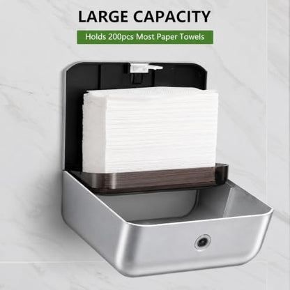 Multifold Wall Mount Paper Towel Dispenser for Bathroom,No-Drill,Gray - color: Sliver-5859, size: 210 Sheet