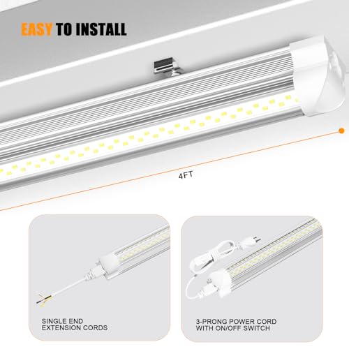 ONLYLUX LED Shop Light 4FT, 6000K 50W 7500LM Linkable(12 Pack)