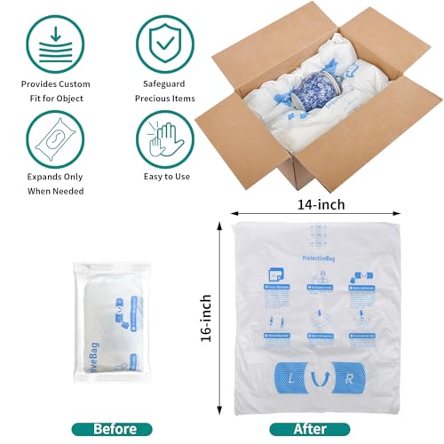 2 Packs Expanding Foam Packaging - 14" x 16" Quick Expanding Foam Bags - size: 14" x 16"