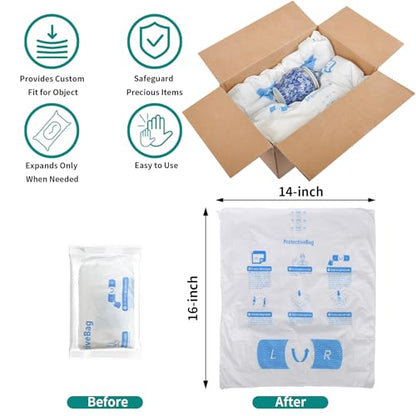 2 Packs Expanding Foam Packaging - 14" x 16" Quick Expanding Foam Bags - size: 14" x 16"