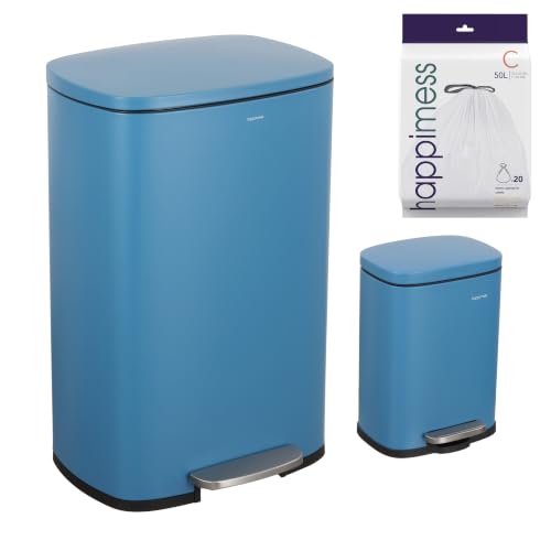 happimess Connor 2-Piece Iron Trash Can, Bright Cobalt Blue - color: Bright Cobalt Blue
