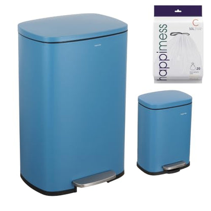 happimess Connor 2-Piece Iron Trash Can, Bright Cobalt Blue - color: Bright Cobalt Blue