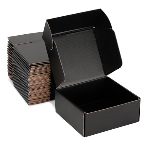 8x8x3 Black Shipping Boxes for Small Business, Packing, 25 Pack - color: Black, size: 8x8x3 Inch