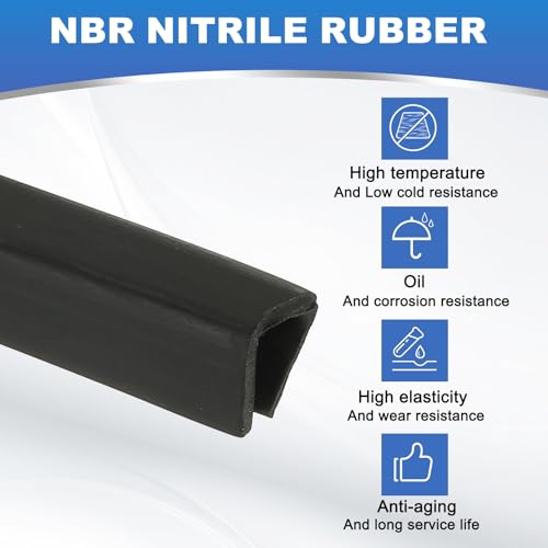PATIKIL 3/8" Rubber Edge Trim, 6.6 ft Flexible U Channel Flat Bottom - size: 6.6ft x 0.4" x 0.5" x 0.5"