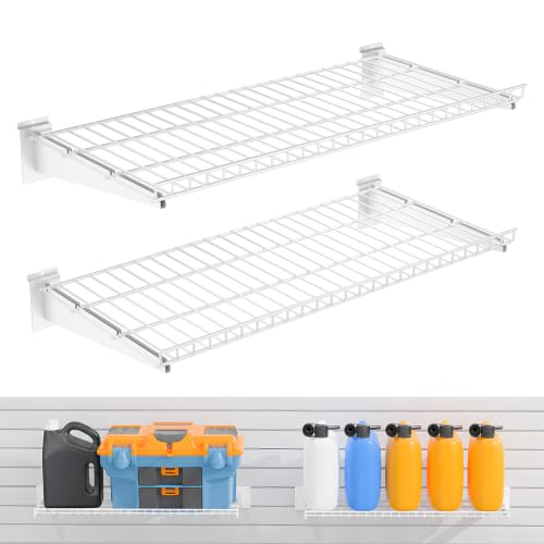 2 Pack Metal Slatwall Shelves 24X12 Inch, White - color: White, size: M2PC