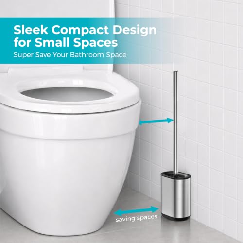 Sineng Silicone Toilet Brush Holder Set, Stainless Steel Toilet Bowl Brush - color: Stainless Steel1