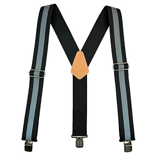 MELOTOUGH Reflective Safety Suspenders|Work Suspenders with Hi Viz Reflective Strip Hold Up Tool Belt Suspenders - color: Reflective Black, size: Y BACK