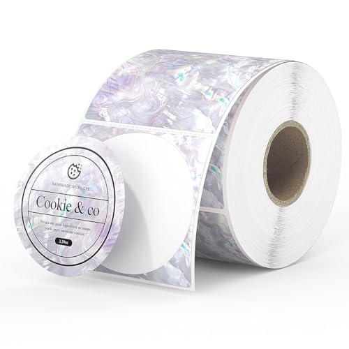 MUNBYN 2 Inch Purple Round Shell Texture Thermal Labels, 500 Sheets/Roll - color: Purple, size: 2"