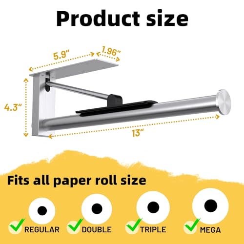 Under Cabinet Paper Towel Holder, One-Hand Tear Kitchen Paper Towel Holder - color: Sliver