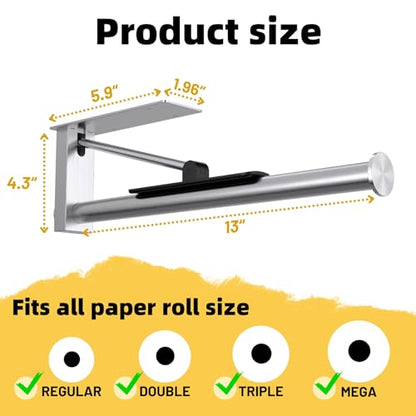 Under Cabinet Paper Towel Holder, One-Hand Tear Kitchen Paper Towel Holder - color: Sliver