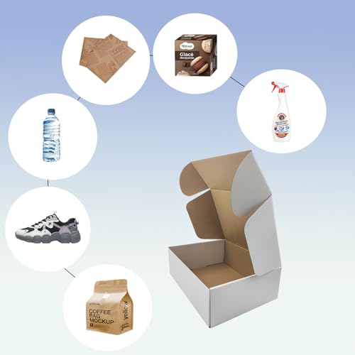 11x8x4 inch Shipping Boxes Set of 20, White Corrugated Cardboard Mailer Box - size: 11x8x4 -20 Pack