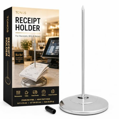 Receipt Holder, Receipt Spike for Restaurants, Stainless Steel Check Spindle Bill Fork with Solid Heavy-Duty Non-Slip Base, Receipt Memo Note Holder for Cafes, Food Trucks, Offices, 1 Pack - style: 1 PACK