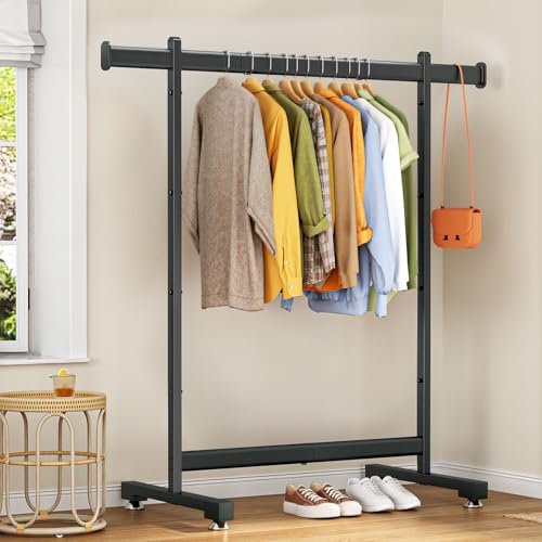Wiracks Heavy Duty Clothes Rack for Hanging Clothes Clothing Rack 300LBS Portable Clothes Rack 45" L*15" W*66" H Thickened and Widened elliptical Tubes (Black)