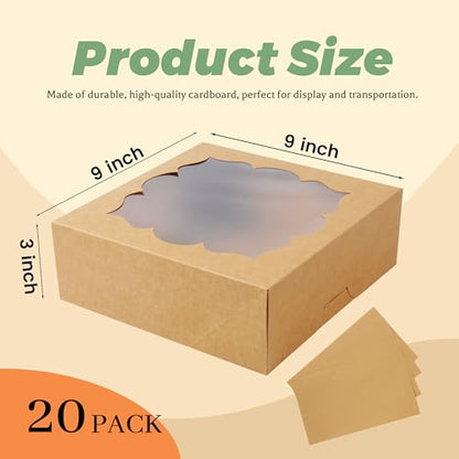 20 Pack 9x9x3inch Halloween Bakery Boxs for Farm Markets - color: Brown