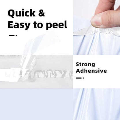 POLYSELLS 100 pcs 10x13 Inches White x Silver Poly Mailers Shipping Envelopes, Strong Adhesive Sealing, Waterproof, and Tear-resistant Postal Mailing Bags for Clothing, Books, and Accessories - size: 10"x13" 100 PCS