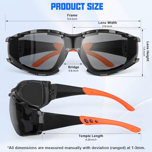 OXG Anti Fog Safety Glasses with Foam Gasket, ANSI Z87.1 Protective Eyewear - color: 1p-orange