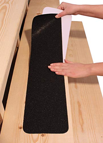 6”x30” Stair Treads Non-Slip Outdoor Tape – (10-Pack) Black Anti-Slip Strips - size: 6"x30"