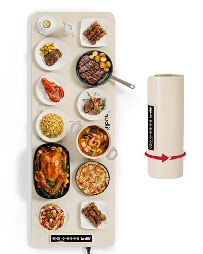 Food Warming Mat for Countertop, XXXL 40"x16" Full-Surface Heating Pad - color: Beige, size: 40" L × 16" W