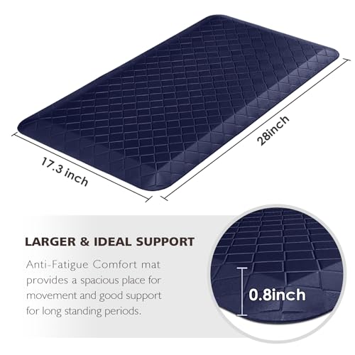 HappyTrends Kitchen Floor Mat - 4/5 Inch Thick Anti-Fatigue Kitchen Rug - color: Blue, size: 28"L x 17.3"W x 0.8"Th