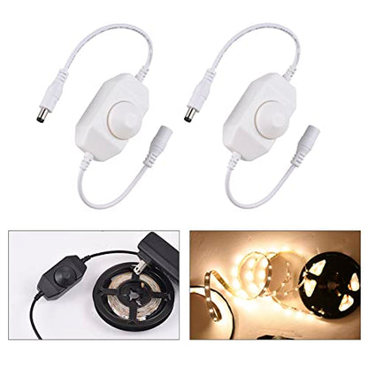 2 Pack LED Strip Light Dimmer Switch, DC 12V-24V LED Brightness Adjustable Controller for Strip Lights,LED Rope Light 3528,5050,5630 - color: White