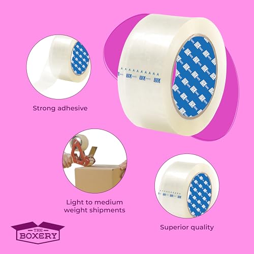 The Boxery 2" x 110 Yards Clear Packing Tape – 36 Roll Carton – Warehouse Grade Adhesive for Shipping, Moving & Packaging – Standard Strength 1.85 Mil Box Sealing Tape - color: Clear, size: 2"x110 yds -1.85 mil.