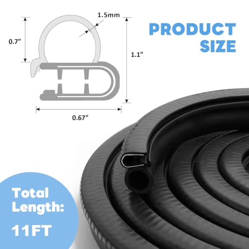 Storystore Automotive Door Weather Stripping 11Ft, Rubber Edge Trim Seal - size: 11 Feet
