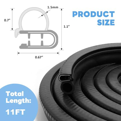Storystore Automotive Door Weather Stripping 11Ft, Rubber Edge Trim Seal - size: 11 Feet