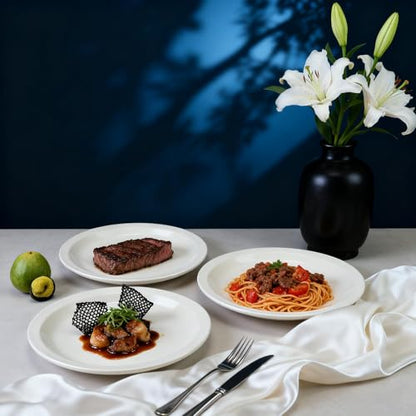 Stoneware Narrow Rim Commercial Grade Dinnerware, America White, Plate 8.25, Case of 36 - color: America White, size: Plate 8.25