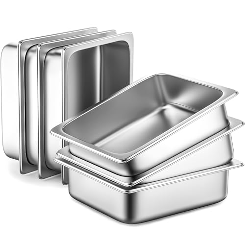 ZeroPone 6 Pack Hotel Pans 1/2 Size 4" Deep Stainless Steel Steam Table Pan - color: 4 INCH, size: 1/2 SIZE