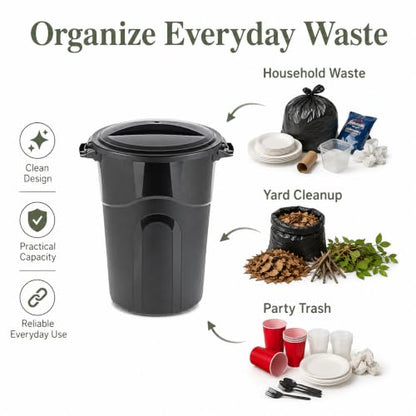 20 Gallon Heavy Duty Trash Can with Click-Lock Lid and Handles, Black - size: 20