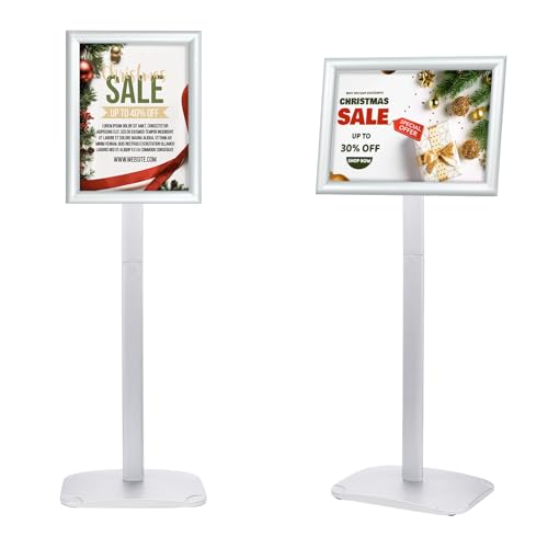 Heavy Duty Pedestal Sign Holder, 8.5 x 11" Floor Standing Sign Holder - color: Silver, size: 8.5x11in