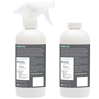 BETTER LIFE Stainless Steel Cleaner - 2 Pack 16 oz Streak-Free Stainless Steel Polish for Kitchen Sinks, Stoves, Metal Appliance, Refrigerator - Removes Grease & Water Stains - Chamomile-Lavender