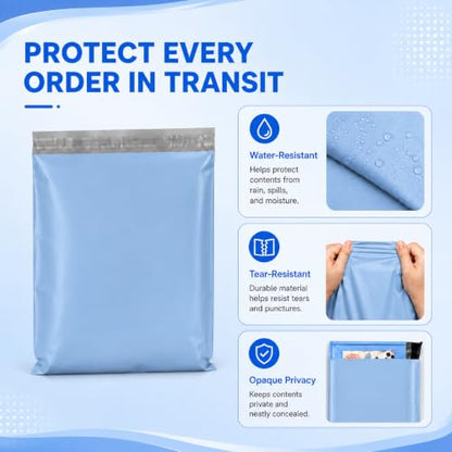Metronic Poly Mailers 12x15.5 500PC Bulk Shipping Bags for Small Business - color: Light Blue, size: 12x15.5 500PC