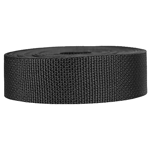 Strapworks Lightweight Polypropylene Webbing - Poly Strapping for Outdoor DIY Gear Repair, Pet Collars, Crafts – 1.5 Inch by 10, 25, or 50 Yards, Over 20 Colors - color: Black, size: 1.5" x 10 yard