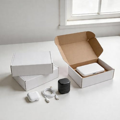 Fishat 10" x 7" x 3" White Corrugated Cardboard Shipping Boxes Set of 25 - size: 10" x 7" x 3"
