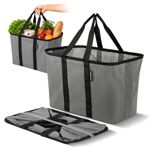 CleverMade EcoBasket Collapsible Grocery Tote, 30L Structured Tote Bag - color: Gray/Black, size: 30l - 1 Pack