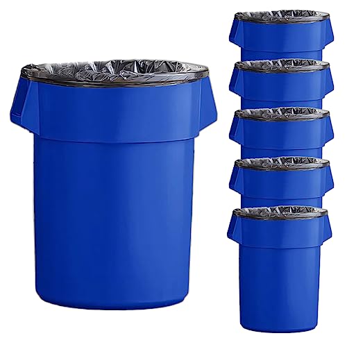 Set of 6 55 Gallon Round Commercial Trash Can, Industrial Recycling Bin, Durable Garbage Can, Ingredient Bin, Safe Food Container (Blue) - color: Blue