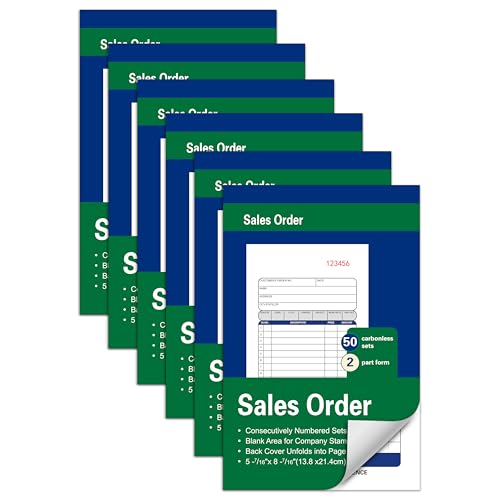 6 Pack Large Sales Order Books, 2-Part Carbonless, 5-7/16 x 8-7/16 Inches - color: 6 Books-large -2 Part