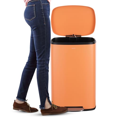 happimess Connor 2-Piece Iron Trash Can, Carrot Cake - color: Carrot Cake