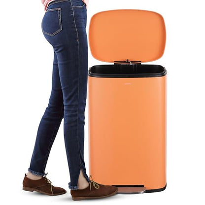 happimess Connor 2-Piece Iron Trash Can, Carrot Cake - color: Carrot Cake