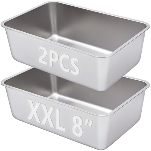 2 Pack Stainless Steel Litter Box-XXL Metal Litter Box for Big Cats 8IN Deep, Cat LitterBox-Pet Toilet Easy to Clean,High Sided Cat Litters Boxes Adult Cats,Non Stick, No Smell - color: 2pcs - 23.6" L x 15.7" W x 8" H