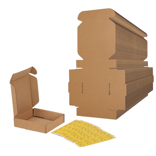 RLAVBL 4x4x1 Shipping Boxes Set of 100, Brown Small Corrugated Cardboard Box, Mailer Box - color: Brown, size: 4x4x1