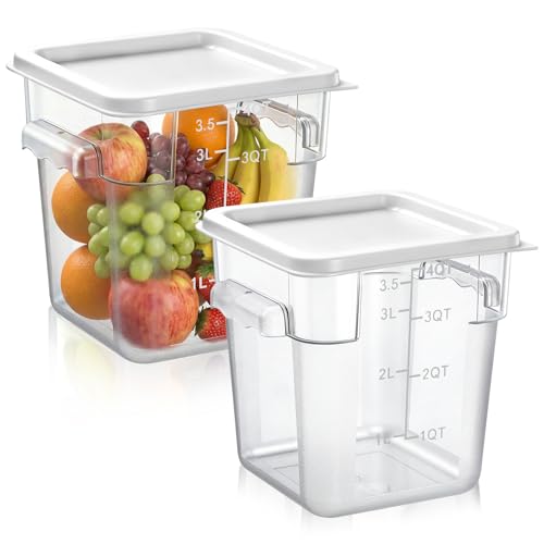 FoldTier 2 Pcs Square Food Storage Containers, White, 4 Qt - color: White, size: 4 Qt